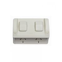 Hippo -u00a0Double Outdoor Weatherproof Power Point IP54 15A 250V  x1 - HPPP152G