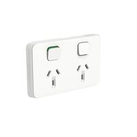 Clipsal Iconic Double Switch Power Point Horizontal Mount, 250V, 10A | Vivid White