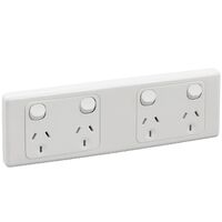 2000 Series, Quad Switch Socket Outlet, 2 Gang, Grid Plate and Surround
White Electric