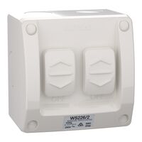 Weathershield
Switch
2-Gang, 16AX, 250VAC, IP66 | Resistant Grey