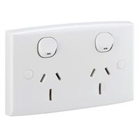 Standard Series, Twin Switch Socket Outlet, 250V, 15A, Standard Size
White Electric