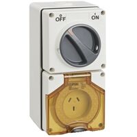 Clipsal - 56 Series, Switched Socket Outlet, 250V, 10A, 3 Flat PIN, IP66, 1 Pole, Heavy Duty
Grey