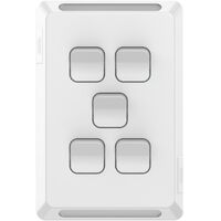 Pro Series, Flush Switch, Vertical Mount, 5 Gang, 1-Way/2-Way, 230/240V 20A, /16AX - Extra Vivid White