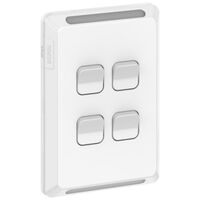 Pro Series, Switch, Vertical 4 Gang, 1/2 Way 20A, /16AX 230/240V, IP44 - Extra Vivid White