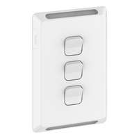 Pro Series, Flush Switch, Vertical Mount, 3 Gang, 1-Way/2-Way, 230/240V, 20A, /16AX - Extra Vivid White