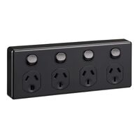 Classic C2000 Series, Quad Switch Socket Outlet, Classic, 250V, 10A, 2 Pole - Black