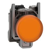 Harmony XB4, Pilot light, grey plastic, orange, 22mm, universal LED, plain lens, 24V AC DC