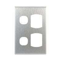 Brushed Aluminium Cover Plates to suit Double GPO Vertical GEO