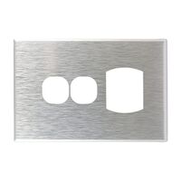 Brushed Aluminium Cover Single GPO + Extra Switch GEO