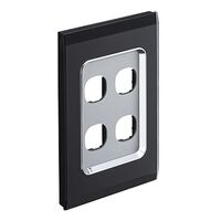 Saturn Series, Switch Grid Plate and Cover, 4 Gang, Vertical/Horizontal Mount - Espresso Black