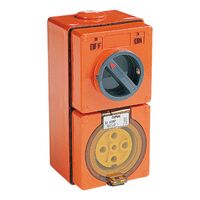 Clipsal - 56 Series, Switched Socket Outlet, 500V, 32A, 5 Round PIN, IP66, 3 Pole, Surface Mount - Resistant Orange