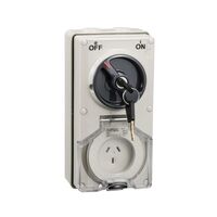 Clipsal - 56 Series, Keyed Three PIN Socket, 10A, 250V. Temperature range -25C to +75C - Grey