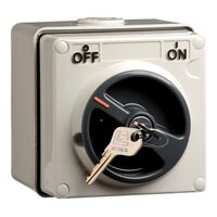 Clipsal - 56 Series, Switch, 3 Pole, 500VAC, 32A, Common Key Lock, Off Locking Position - Grey