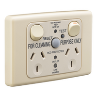 Medilec, Switched Socket, Twin 10A RCD 10mA - Beige