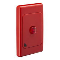 Medilec, Audible/Visual Alarm, 250VAC, 1 Gang, Vertical - Red