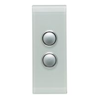 Saturn Series, push-button Switch LED Architrave, 2 Gang, 250V, 16AX/20A - Ocean Mist