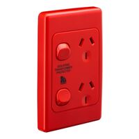 Medilec, Socket, Twin Vertical Double Pole - Red