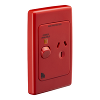 Medilec, Single Switch Socket Outlet, 250V, 10A, Vertical, Indicator - Red