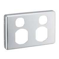 Classic C2000 Series, Socket Outlet Cover Plate, Horizontal Mount for Twin Switched Socket - Brushed Aluminium