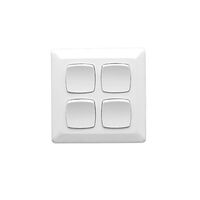 Prestige Series, Flush Switch, 4 Gang, 230/240V, 10A, Large Format, Vertical - White Electric