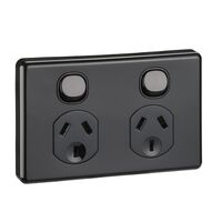 Classic C2000 Series, Switched Socket Outlet, Twin, 250V, 10A, 2 Pole - Black