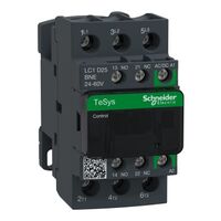 TeSys D, Contactor, TeSys Deca, 3P(3 NO), AC-3/AC-3e, 0 to 440V, 25A, 24-60VAC/DC coil