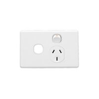 Classic C2000 Series, Switched Socket Outlet, Single, 250V, 10A, Removable Extra Switch Aperture - White Electric