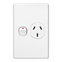 Classic C2000 Series, Single Switch Socket Outlet, Classic, 250V, 10A, Vertical - White Electric