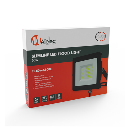 30W 5800K Black Slimline Eclipse LED Flood Light