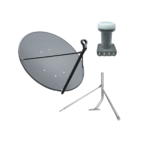 90cm Satellite Kit including Dish, Quad LNB and Tin Roof Mount