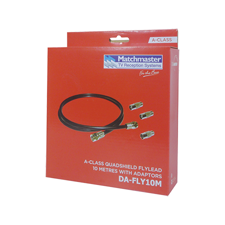 10m RG59 Quad-shield Flylead with Adaptors