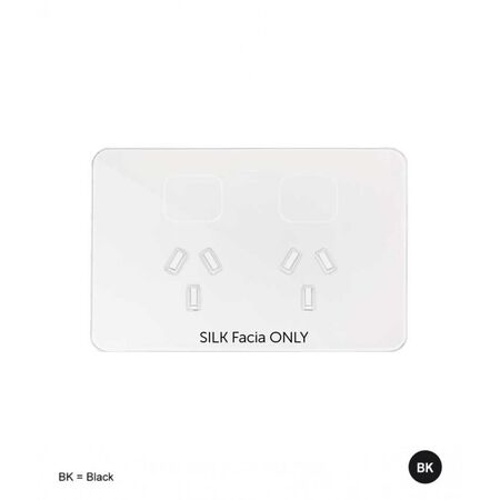 Senoa -u00a0Power Point Switched 2 Gang 10A 250V~  Silk Facia Upgrade - White x1 - SENGSFP