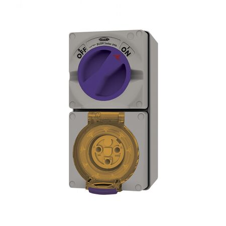 Buffalo -u00a0Combination Switched Socket IP66 20A 250V 3 Round Pin Chemical Resistant Grey  x1 - BUC320RG