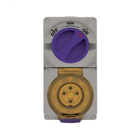 Buffalo -u00a0Combination Switched Socket IP66 10A 500V 4 Pin Chemical Resistant Grey  x1 - BUC410RG