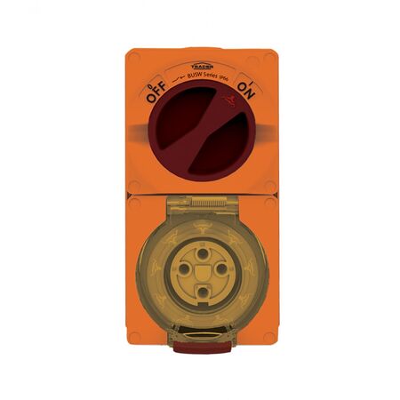 Buffalo -u00a0Combination Switched Socket IP66 10A 500V 4 Pin Chemical Resistant Orange  x1 - BUC410RO