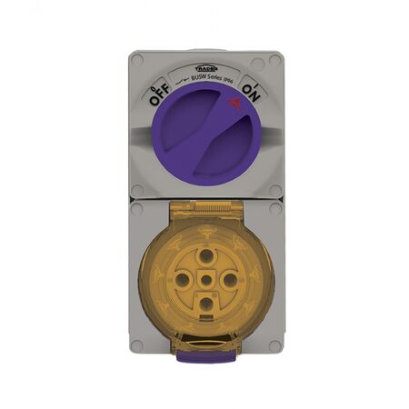 Buffalo -u00a0Combination Switched Socket IP66 50A 500V 5 Pin Chemical Resistant Grey  x1 - BUC550RG