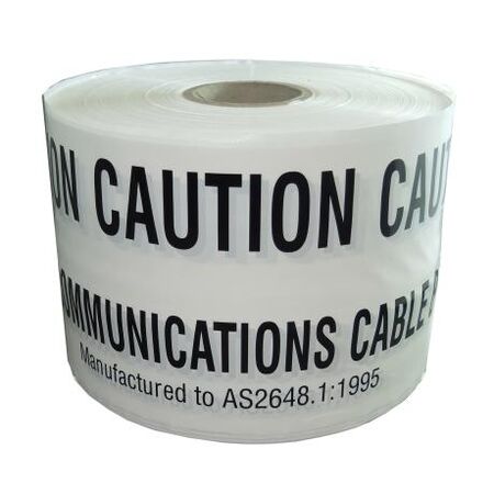 Underground Tape "Caution Communications Cable Below" White Width 150mm x Length 500m