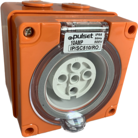 3 Phase 5 Round Pin Socket - 10Amp - RESISTIVE ORANGE - IP/SC510/RO