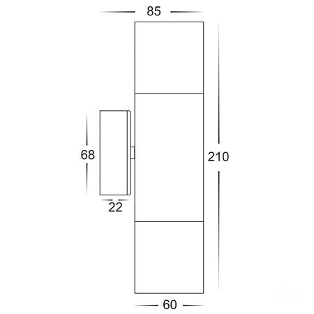 Tivah Titanium Aluminium TRI Colour Up & Down Wall Pillar Lights