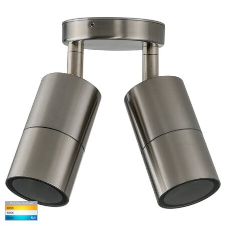 Fortis Stainless Steel TRI Colour Double Adjustable Wall Pillar Light