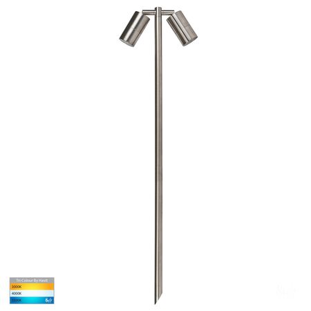 Tivah 316 Stainless Steel TRI Colour Double Adjustable LED Bollard Spike Light