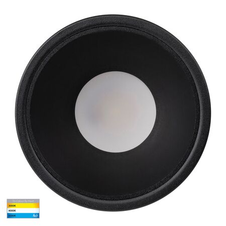 Gleam Black with Black Insert Tri Colour Fixed Deep LED Downlight