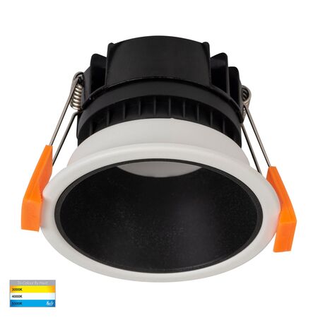 Gleam White with Black Insert Tri Colour Fixed Deep LED Downlight