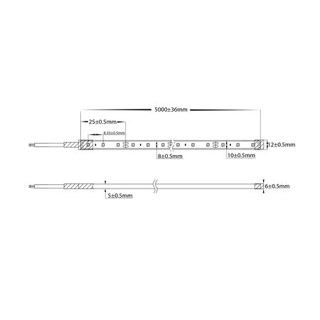 9.6w 12v DC IP67 LED Strip 5500k