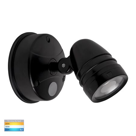 Focus Polycarbonate Black Single Adjustable Spot Light With Sensor