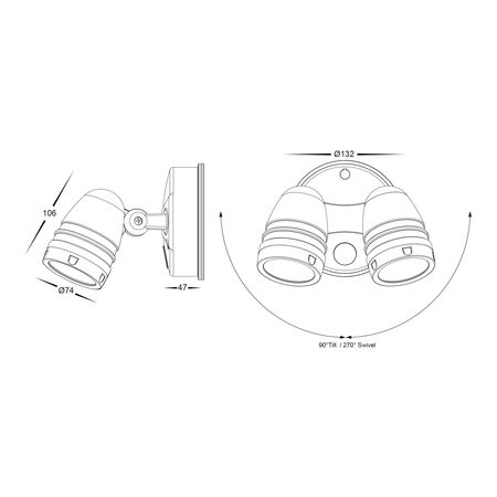 Focus Polycarbonate White Double Adjustable Spot Light