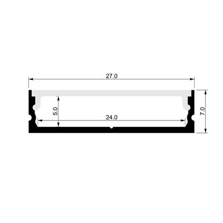 Shallow Square Aluminium Profile 2m Length