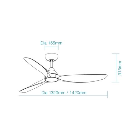 Seaforth DC 1320mm 3 ABS Blade WIFI & Remote Control Ceiling Fan Only Matt White