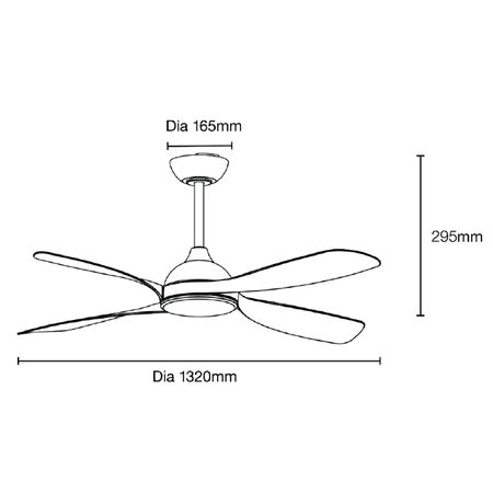 Hampton DC 1320mm 4 ABS Blade WIFI & Remote Control Ceiling Fan Only Matt White