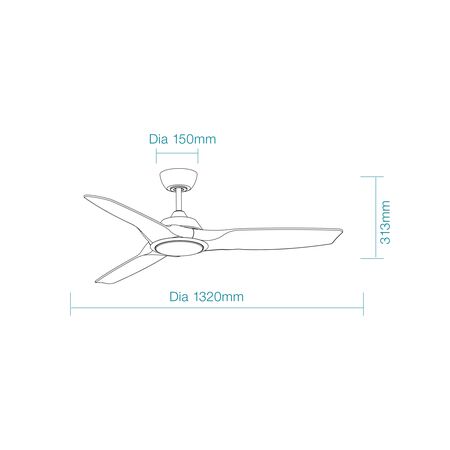 Impact DC 1320mm 3 ABS Blade WIFI & Remote Control Ceiling Fan with Variable Dim 20w CCT LED Light Matt White